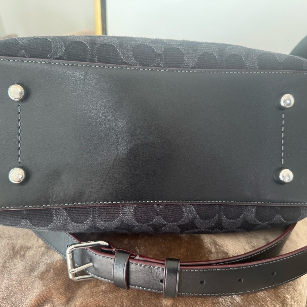 COACH Cara denim with Calfskin shoulder bag - Picture 10 of 12